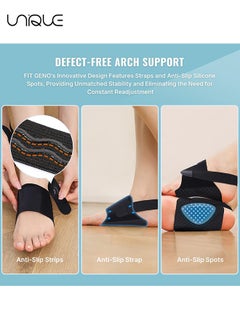 Unique Orthotic Arch Support - Foot Brace With Gel Inserts Insole - Adjustable Compression Bands w/Gel Pads for Flat Feet, High & Fallen Arches - Comfortable Plantar Fasciitis Brace for Day & Night (Black)  - Image 4