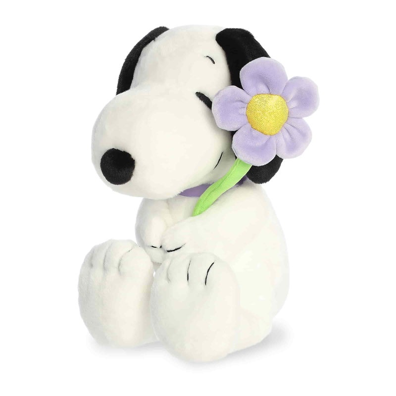 Aurora Adorable Peanuts Snoopy Stuffed Animal - Officially Licensed Toys For All Snoopy Fans - Seasonal Plush For The Spring Season - Purple Flower 9 Inches - Image 1