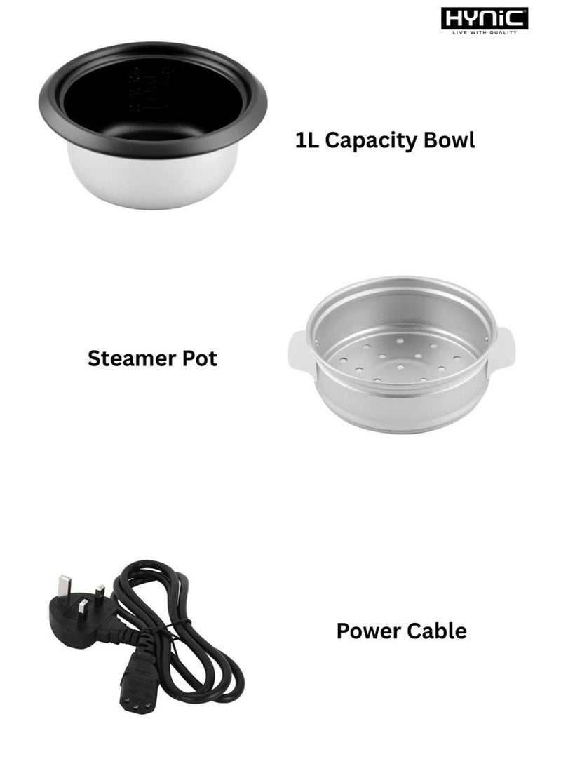 هاينك طباخ الأرز 1L وبخار الطعام | جهاز طهي متعدد بقوة 400 واط مع قدر داخلي غير لاصق - Image 3