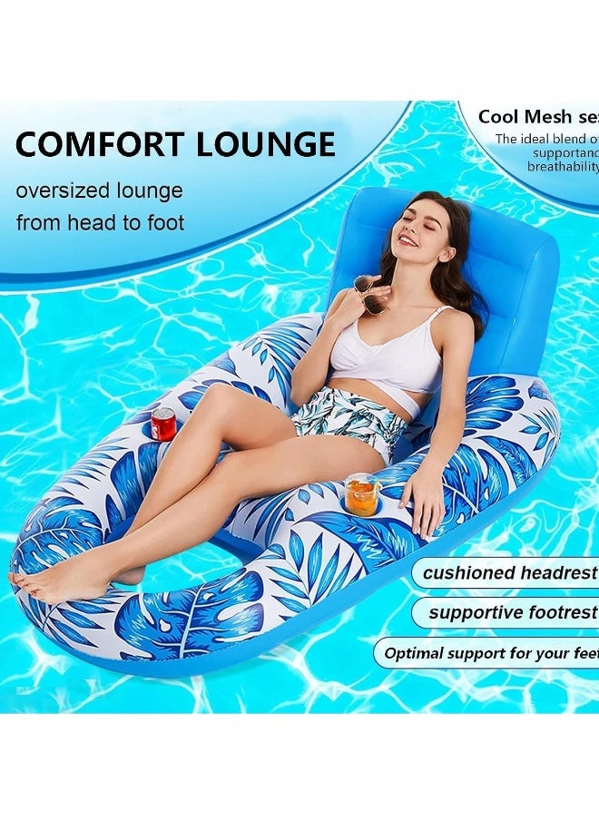 JOMILA - Inflatable Floating Water Hammock, PVC, Foldable, Striped, Adult Lounger Chair, Pool Float Bed - Image 1