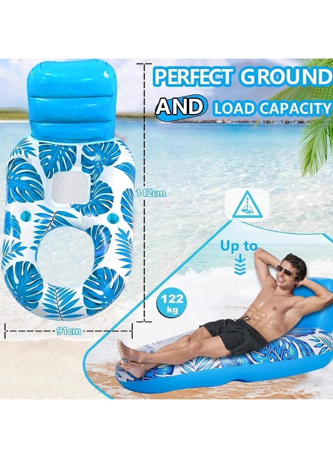 JOMILA - Inflatable Floating Water Hammock, PVC, Foldable, Striped, Adult Lounger Chair, Pool Float Bed - Image 1