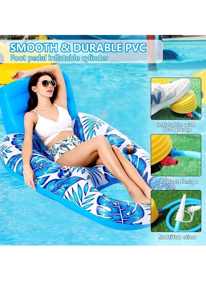 JOMILA - Inflatable Floating Water Hammock, PVC, Foldable, Striped, Adult Lounger Chair, Pool Float Bed - Image 1