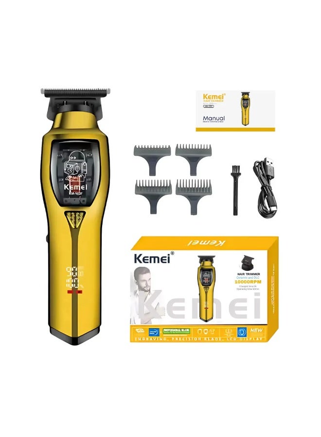 Kemei KM-1737 Rechargeable Hair Clipper – 9000–10000RPM Upgrade Motor, DLC-FLXED Blade, 90 Min Runtime, 3H Charging, 2000mAh Battery multicolour - Image 4