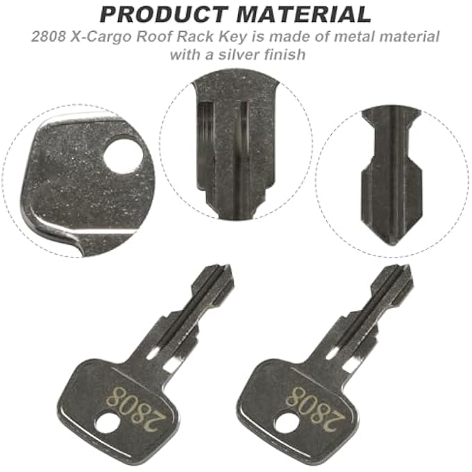 rayihni 2808 X-Cargo Luggage Roof Replacement Keys,Replacement Keys for X-Cargo roof Racks,X-Cargo Roof Rack Key Karrite Ski Bike xcargo Carrier Skyline Sportrack XL[2 Pack] - Image 3