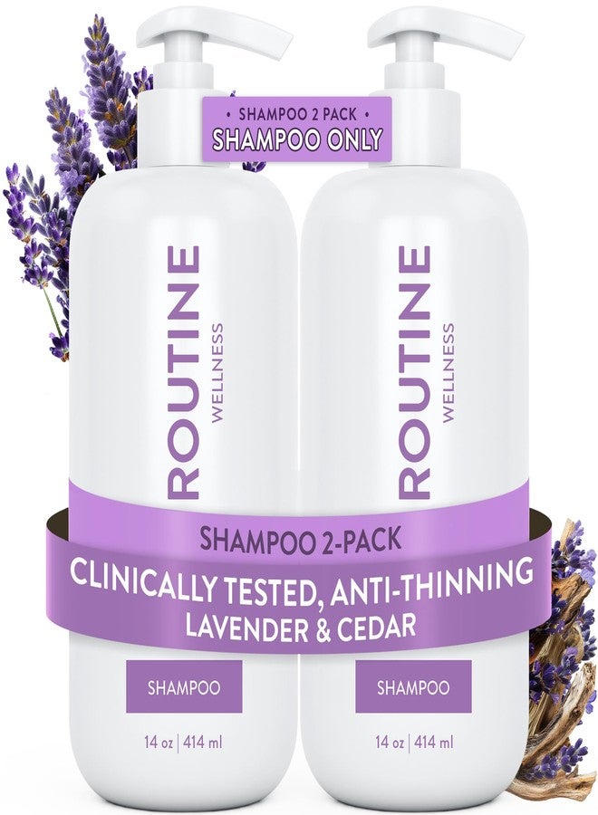 Routine Wellness Anti-Thinning Shampoo for Thinning Hair - Biotin DHT Blocker Women & Men - Color Safe Shampoo for Hair Loss & Healthy Hair - Lavender & Cedar 14oz (Pack of 2) - Image 1