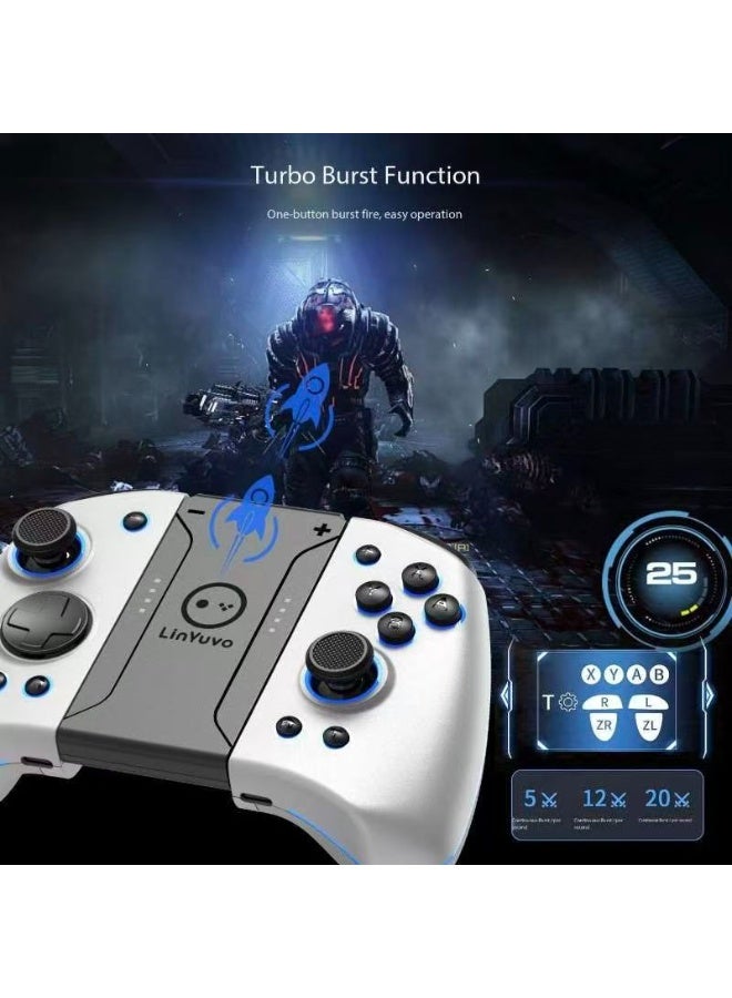 general Classic Joypad LinYuvo KS33 Bluetooth Gaming Controller for Switch, Switch Lite, Switch OLED with 8 Colors RGB Light, Metal Joystick, Six-Axis Gyroscope, Turbo Function, Adjustment Dual Vibration, Wake-Up Function, Motion Control, Rapid Burst, 500mAh Battery - Image 5