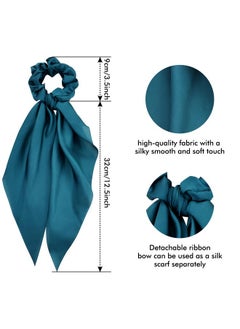Cinaci Cinaci 12 Pieces Solid Silky Satin Chiffon Hair Ties with Long Ribbon Bow Tail Hair Scrunchies Ponytail Holders Rubber Bands Accessories for Women Girls Teens  - Image 5