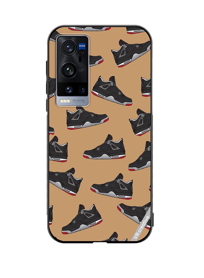 VR CREATIVE Protective Case Cover For Vivo X60 Pro Plus Shoes Black Color Pattern Design Multicolour - Image 1