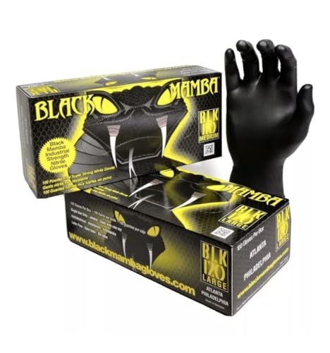BLACK MAMBA Powder Free Industrial Strength Nitrile Gloves With Raised Torque Grip 100 Glove Box (Medium) - Image 2