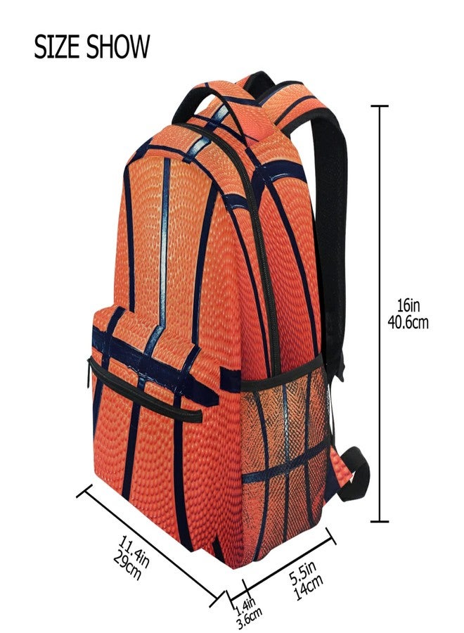 DXTKWL Sports Ball Basketball Texture Theme School Backpack for Teens Girls Kids Boys, Women Men Adult 15 in Laptop Backpack Casual Elementary Student College Bookbag Travel Hiking Camping Daypack - Image 2