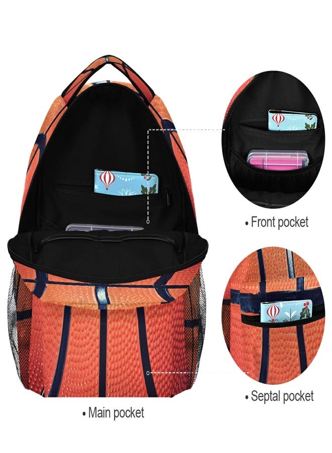 DXTKWL Sports Ball Basketball Texture Theme School Backpack for Teens Girls Kids Boys, Women Men Adult 15 in Laptop Backpack Casual Elementary Student College Bookbag Travel Hiking Camping Daypack - Image 3