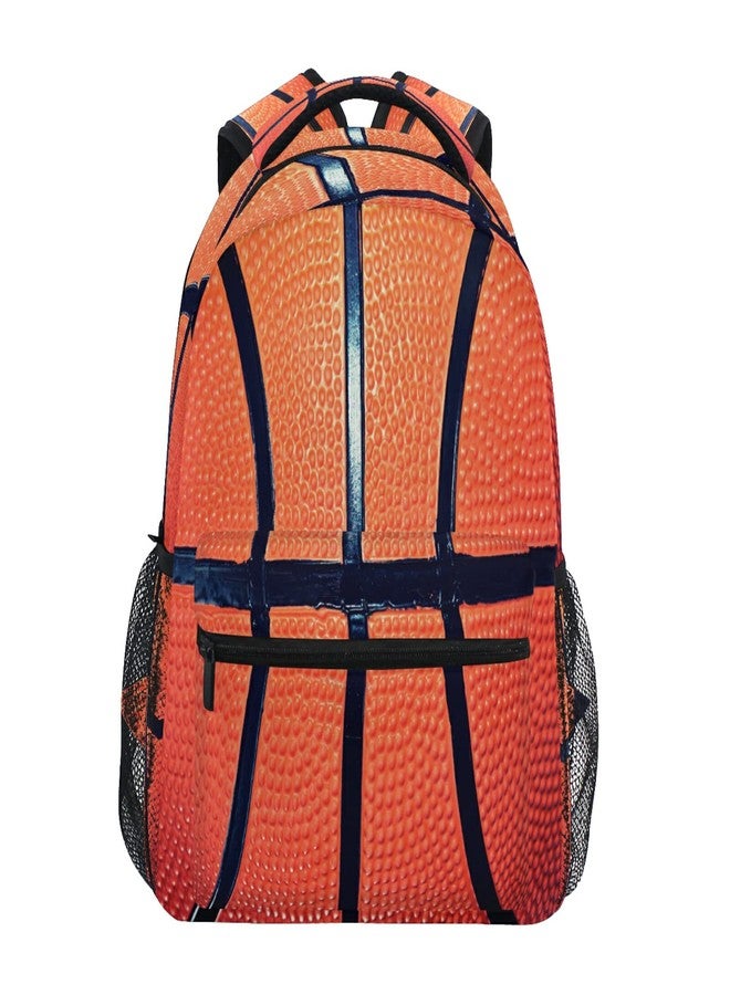 DXTKWL Sports Ball Basketball Texture Theme School Backpack for Teens Girls Kids Boys, Women Men Adult 15 in Laptop Backpack Casual Elementary Student College Bookbag Travel Hiking Camping Daypack - Image 1
