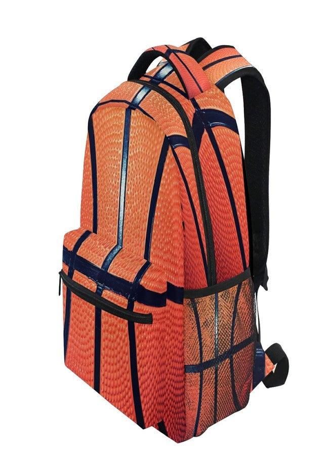 DXTKWL Sports Ball Basketball Texture Theme School Backpack for Teens Girls Kids Boys, Women Men Adult 15 in Laptop Backpack Casual Elementary Student College Bookbag Travel Hiking Camping Daypack - Image 4