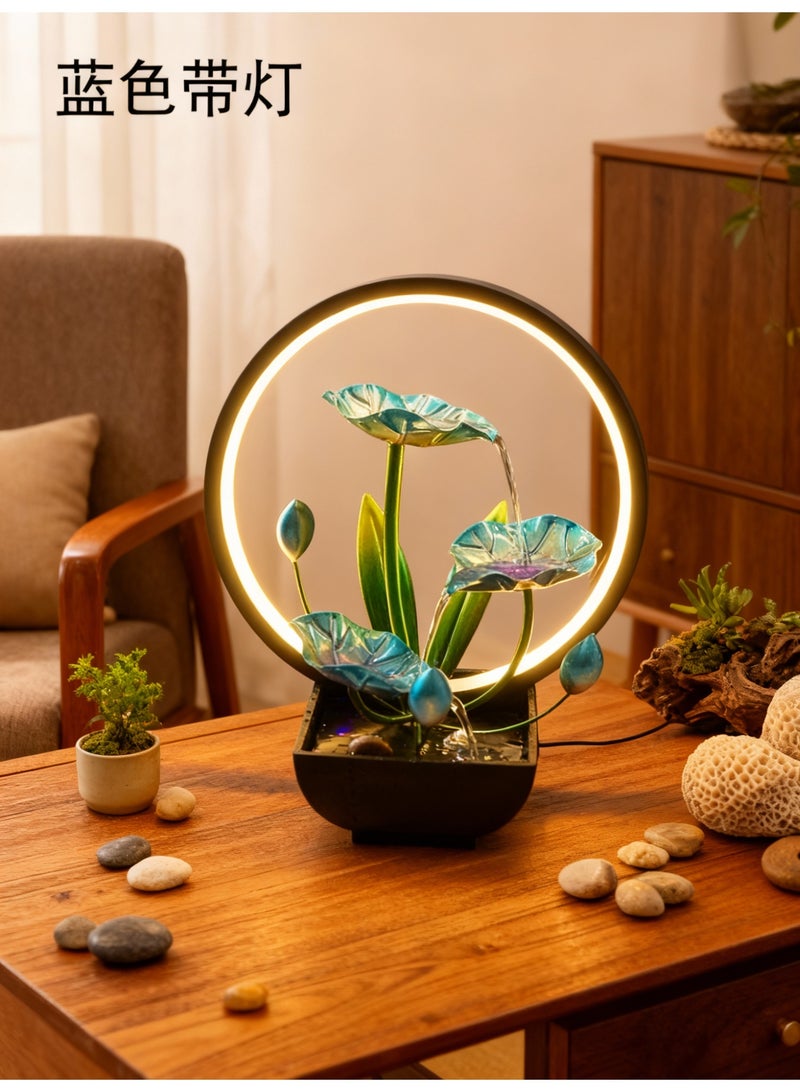 ليفينج نافورة  ديكور – تصميم حديث مع إضاءة LED، حوض سيراميكي، وأحجار طبيعية - Image 2