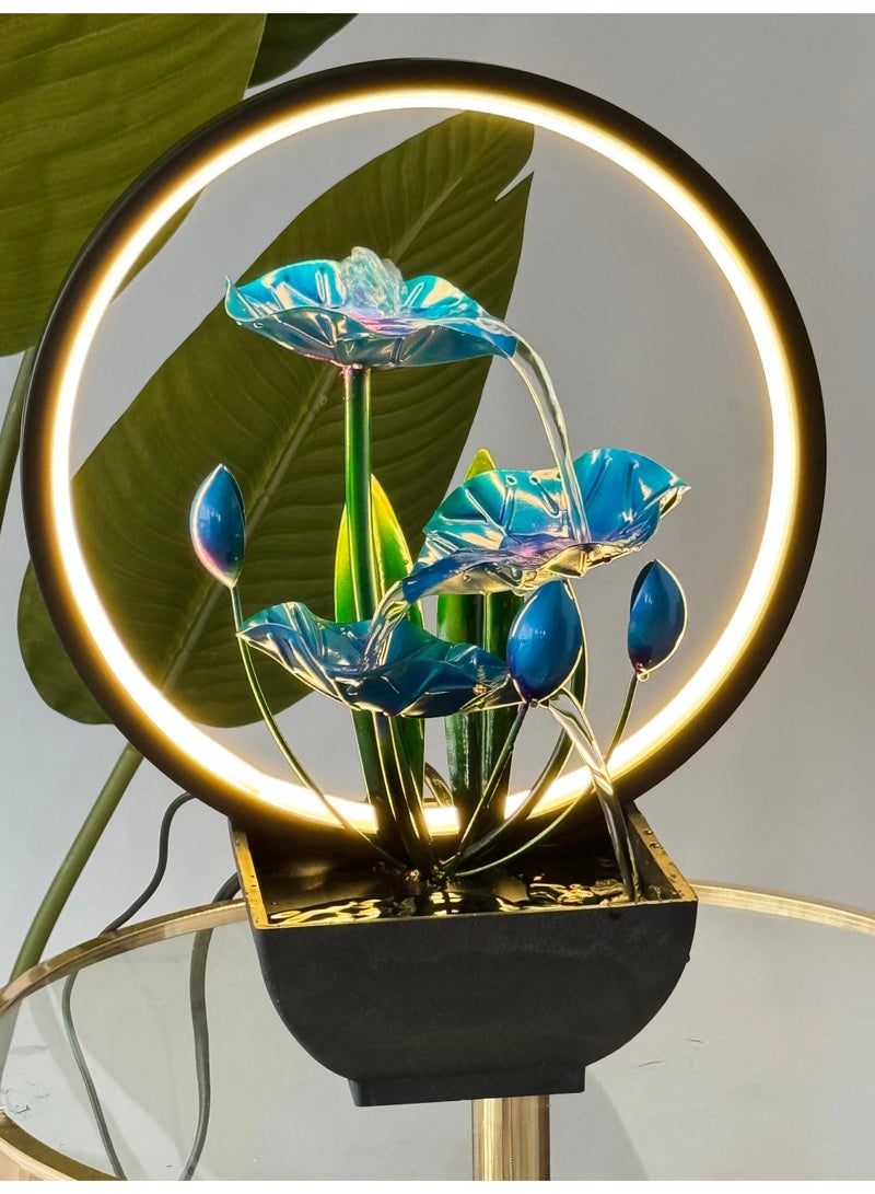 ليفينج نافورة  ديكور – تصميم حديث مع إضاءة LED، حوض سيراميكي، وأحجار طبيعية - Image 4