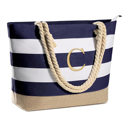 YOOLIFE Gifts for Girls - Gifts for 4 5 6 7 8 9 10 11 12 13 14 15 16 Year Old Teen Girls Birthday, Blue Travel Tote for Teenage, Pool Accessories for Summer, Swim Bag, Initial Travel Tote C - Image 1