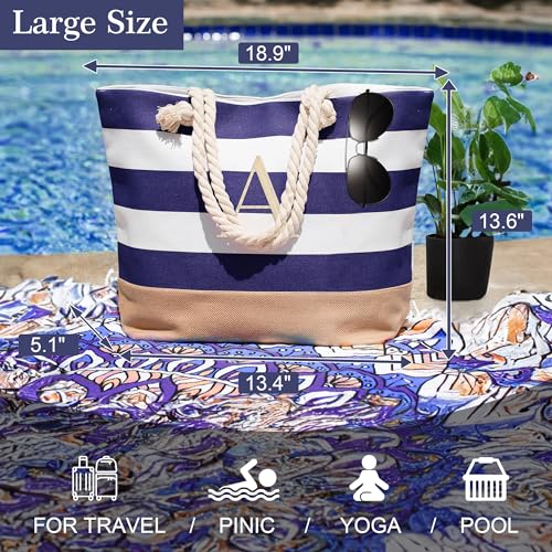 YOOLIFE Gifts for Girls - Gifts for 4 5 6 7 8 9 10 11 12 13 14 15 16 Year Old Teen Girls Birthday, Blue Travel Tote for Teenage, Pool Accessories for Summer, Swim Bag, Initial Travel Tote C - Image 3