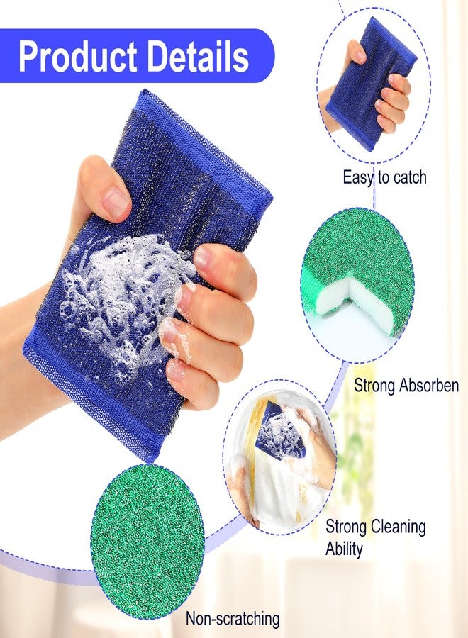Molain 24 Pack Steel Scrub Sponges, Non-Scratch Metal Dish Scrubbers Heavy Duty Scouring Pads Kitchen Metal scrubbers for Pots Pans Cleaning Red Blue Green Yellow 4 Color - Image 4
