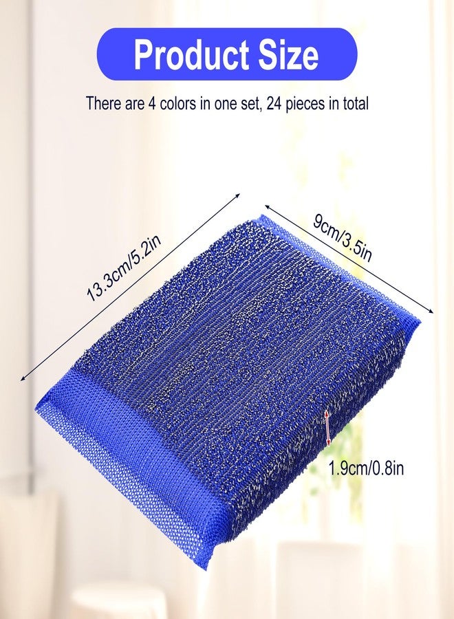Molain 24 Pack Steel Scrub Sponges, Non-Scratch Metal Dish Scrubbers Heavy Duty Scouring Pads Kitchen Metal scrubbers for Pots Pans Cleaning Red Blue Green Yellow 4 Color - Image 2
