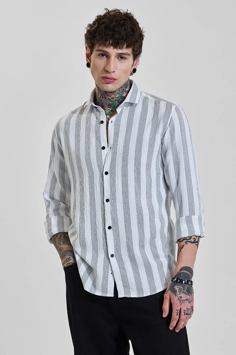 SNITCH White Stripes Slim Fit Shirt