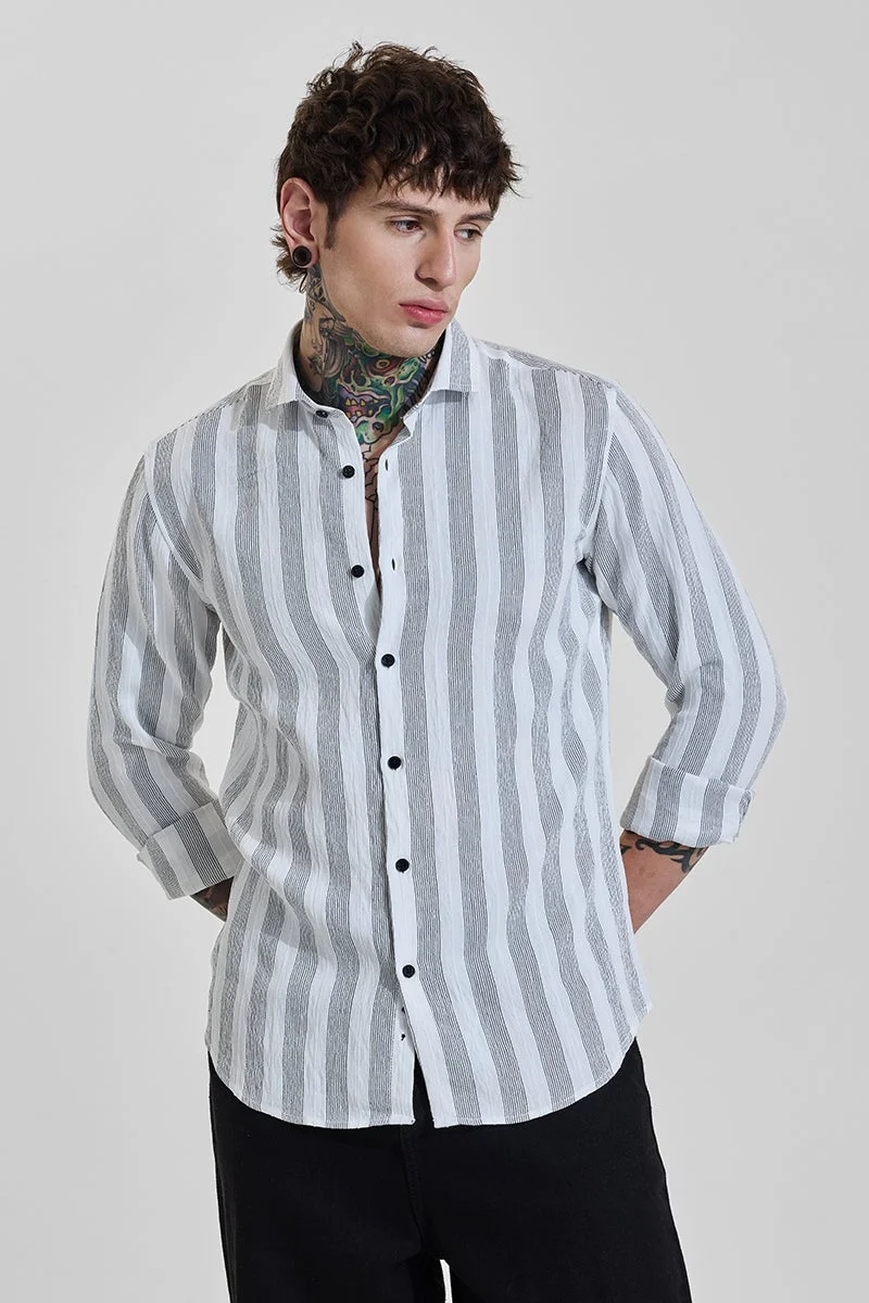 SNITCH White Stripes Slim Fit Shirt