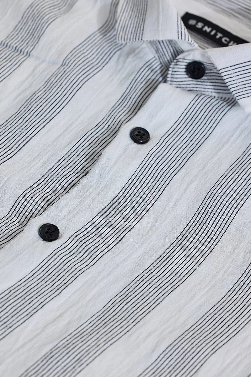 SNITCH White Stripes Slim Fit Shirt
