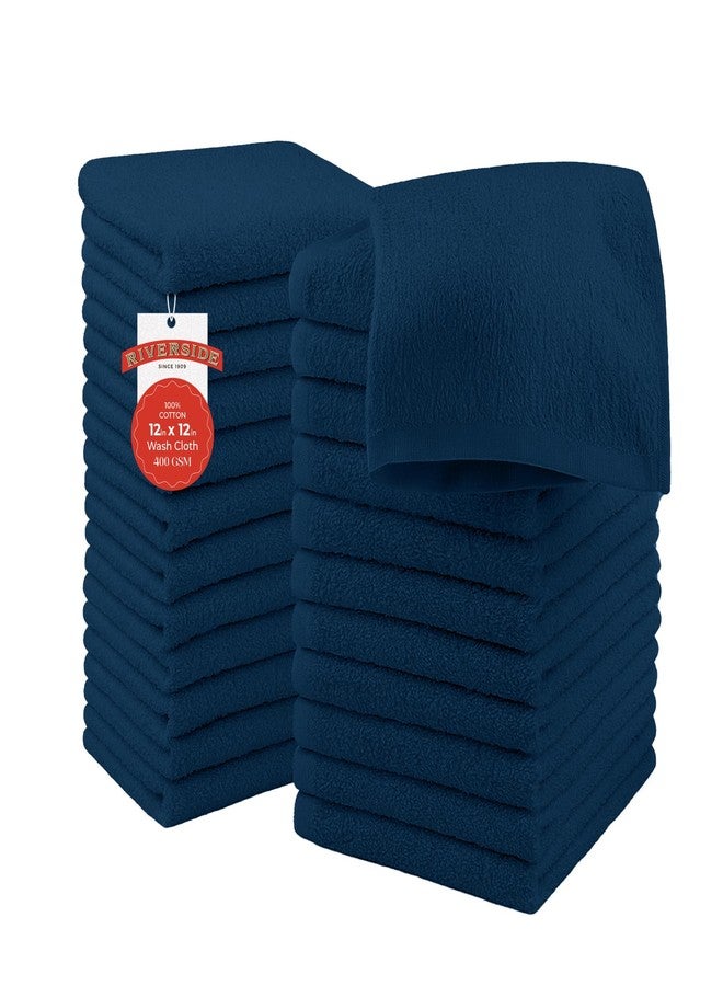 RIVERSIDE 24 Pack Washcloths Set - 100% Cotton [12x12 Inches] - Soft, Quick-Dry & Highly Absorbent Face Towels - Perfect for Bathroom, Gym, Hotel, Spa & Travel - Opal Blue - Image 1