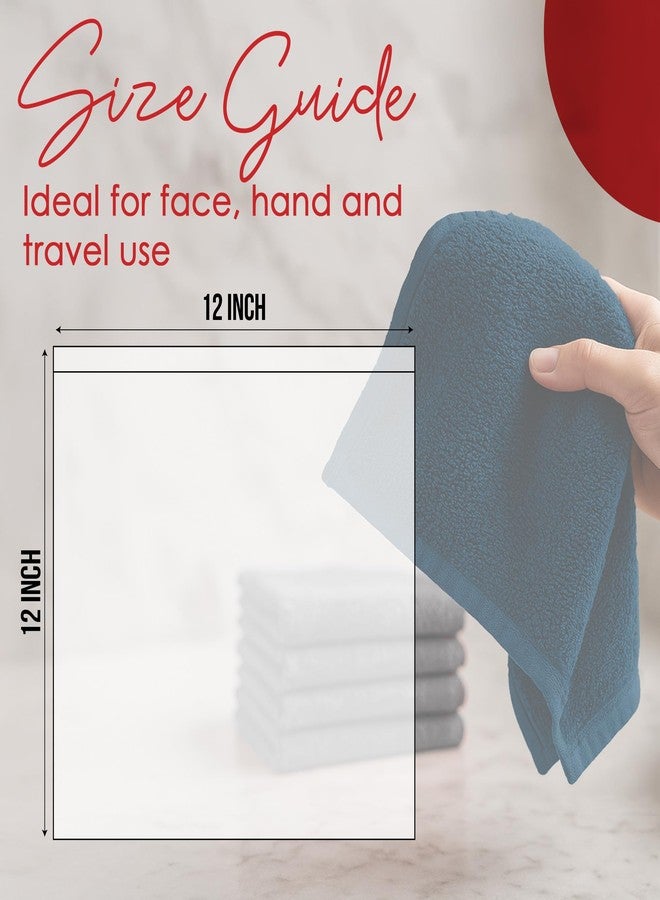 RIVERSIDE 24 Pack Washcloths Set - 100% Cotton [12x12 Inches] - Soft, Quick-Dry & Highly Absorbent Face Towels - Perfect for Bathroom, Gym, Hotel, Spa & Travel - Opal Blue - Image 2
