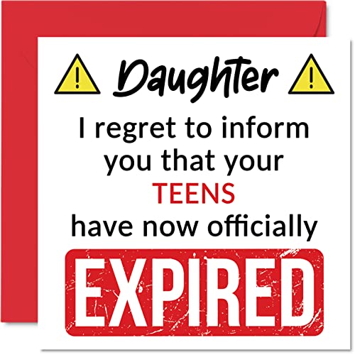 Stuff4 Funny 20th Birthday Cards for Daughter - Your Teens Have Expired - Happy Birthday Card for Daughter from Mom Dad Parents, 5.7 x 5.7 Inch Banter Joke Humour Bday Greeting Cards Gift - Image 1