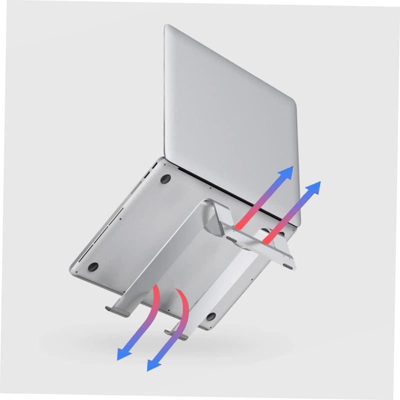 Aluminum Alloy Laptop Stand Portable Ergonomic Riser with Non Slip Base Silver Finish - Image 3
