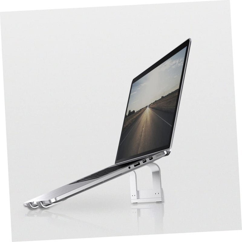 Aluminum Alloy Laptop Stand Portable Ergonomic Riser with Non Slip Base Silver Finish - Image 5