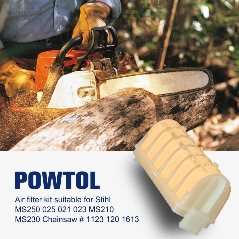 Powtol MS250 Air Filter for Stihl MS 250 025 021 023 MS210 MS230 MS250 Chainsaw Part Repalce 1123 120 1613, 1123 120 1612, Pack of 2 with Spark Plug - Image 2