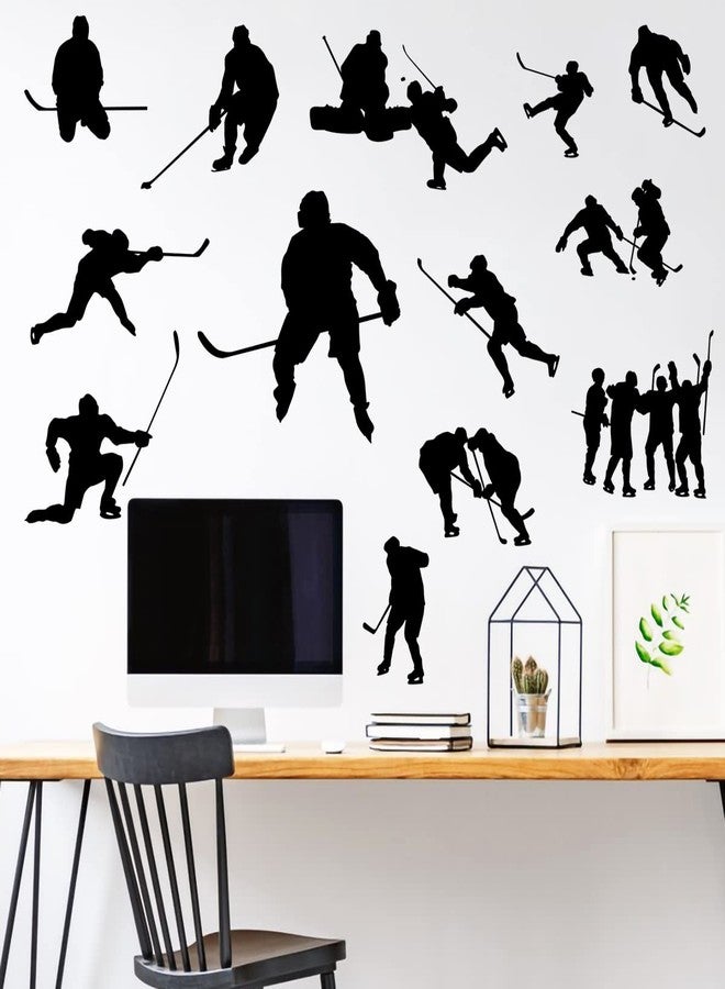 WOYINIS Removable Hockey Player Silhouette Wall Sticker Hockey Sport Wall Decal Peel & Stick Boys Teens Room Decor Classroom Game Room Playroom Wall Decoration - Image 1