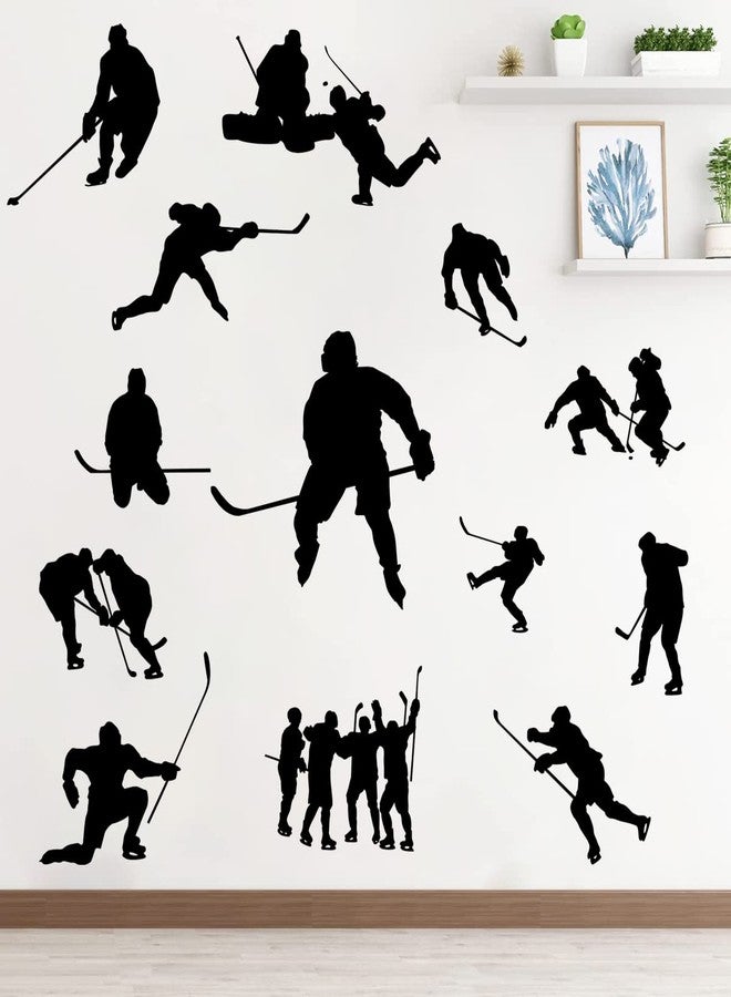 WOYINIS Removable Hockey Player Silhouette Wall Sticker Hockey Sport Wall Decal Peel & Stick Boys Teens Room Decor Classroom Game Room Playroom Wall Decoration - Image 2