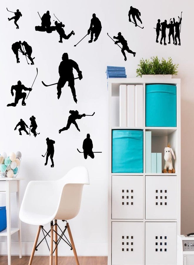 WOYINIS Removable Hockey Player Silhouette Wall Sticker Hockey Sport Wall Decal Peel & Stick Boys Teens Room Decor Classroom Game Room Playroom Wall Decoration - Image 5