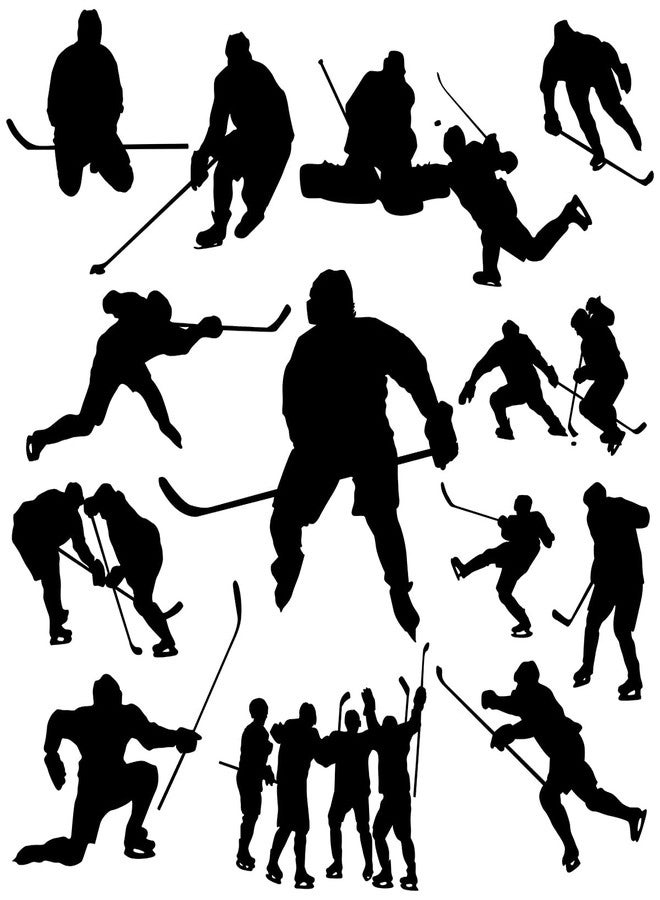 WOYINIS Removable Hockey Player Silhouette Wall Sticker Hockey Sport Wall Decal Peel & Stick Boys Teens Room Decor Classroom Game Room Playroom Wall Decoration - Image 3