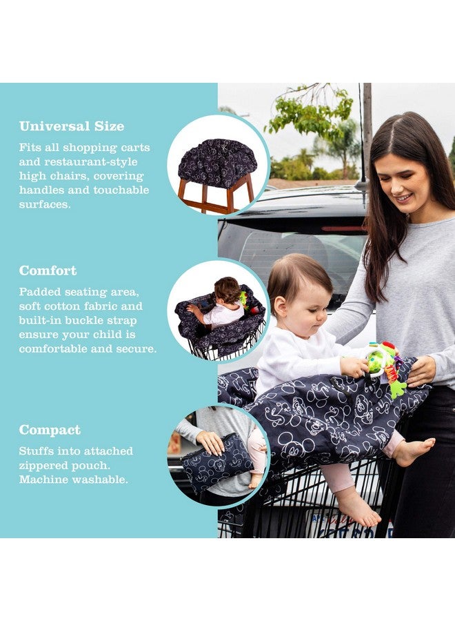 J.L. Childress غطاء عربة التسوق وكرسي الطعام من ديزني بيبي بواسطة ج.ل. تشايلدريس - للأطفال، الصغار، والرضع - حامل هاتف وحلقات ألعاب - كبير جداً، غطاء عربة تسوق عالمي - محايد للجنس - ميكي ماوس أسود - Image 2