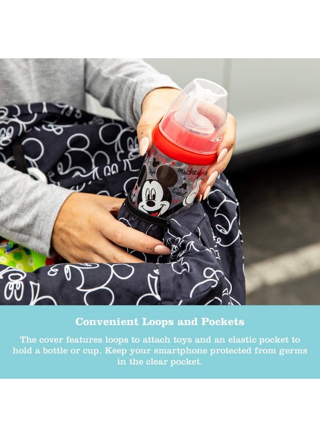J.L. Childress غطاء عربة التسوق وكرسي الطعام من ديزني بيبي بواسطة ج.ل. تشايلدريس - للأطفال، الصغار، والرضع - حامل هاتف وحلقات ألعاب - كبير جداً، غطاء عربة تسوق عالمي - محايد للجنس - ميكي ماوس أسود - Image 4