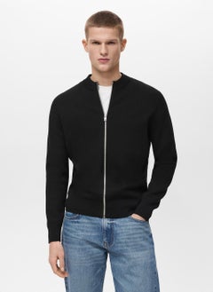 Mango Man Zipped Knit Cardigan  - Image 1