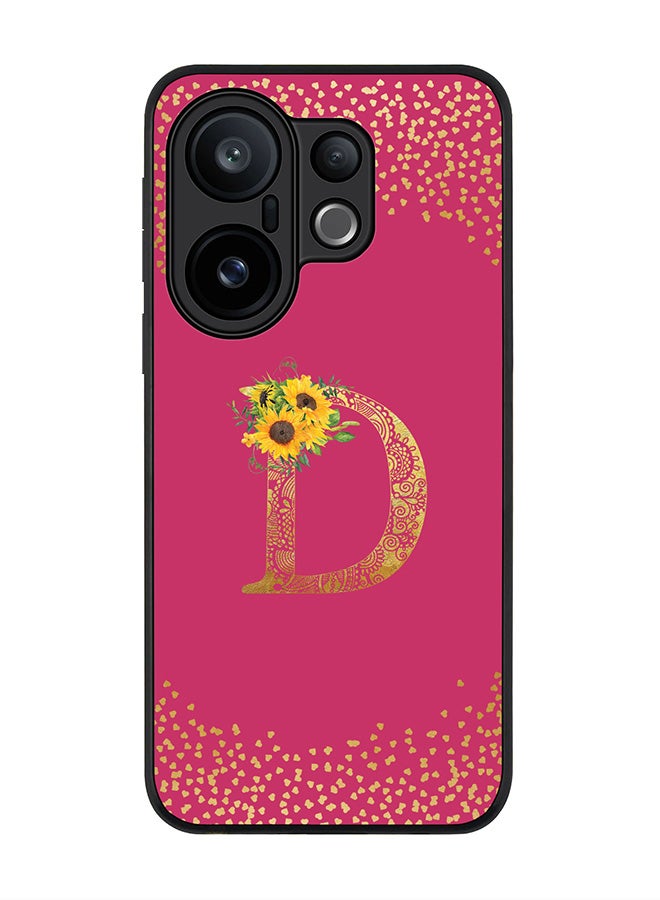 For vivo X200 FE / S30 Pro mini Case,Slim fit Camera Protection, Shockproof Thin Phone cover  - Custom Floral Monogram - D ( Deep Pink )