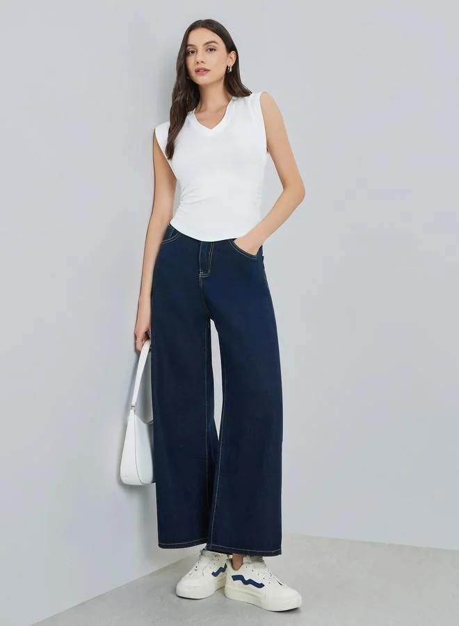 Take Two White Sleeveless V-Neck Top