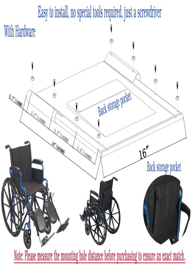 ForconMed Blue Streak Wheelchair Nylon Back Upholstery Replacement - 16x18 Inch, with Hardware, STDS4S2209 - Suitable for K1/K2 Wheelchairs (1Ea, Black) - Image 2