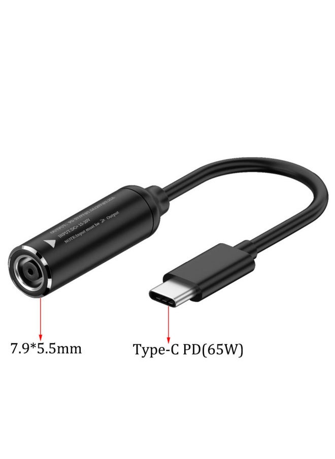 Generic - Laptop Charger Power Adapter DC5.5 Round Port To Type-C Adapter Square Port PD65W Adapter-Color:65w 6.0*3.7 Female To Type-c Short Cable - Image 1