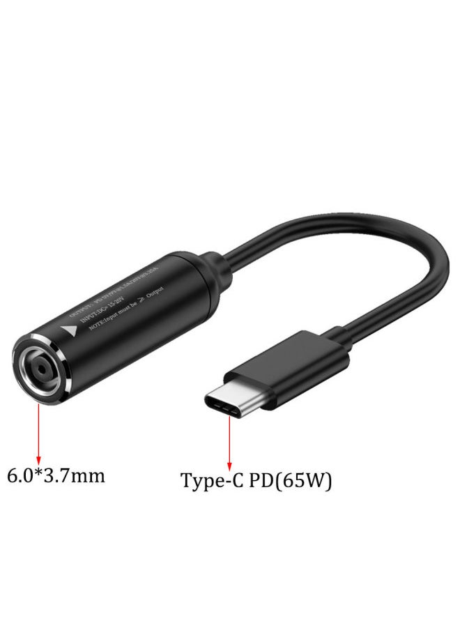 Generic - Laptop Charger Power Adapter DC5.5 Round Port To Type-C Adapter Square Port PD65W Adapter-Color:65w 6.0*3.7 Female To Type-c Short Cable - Image 1
