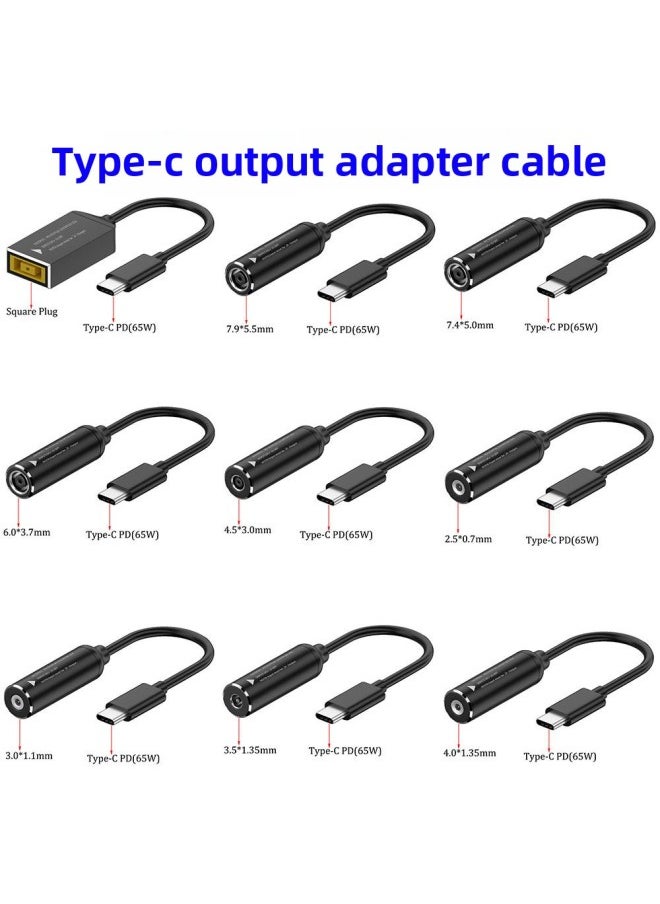 Generic - Laptop Charger Power Adapter DC5.5 Round Port To Type-C Adapter Square Port PD65W Adapter-Color:65w 6.0*3.7 Female To Type-c Short Cable - Image 1