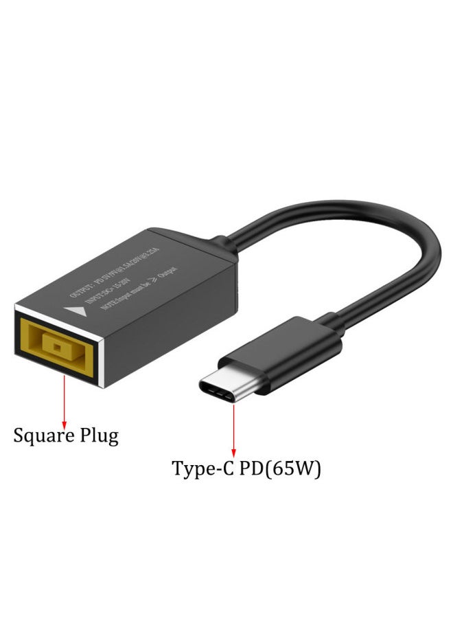 Generic - Laptop Charger Power Adapter DC5.5 Round Port To Type-C Adapter Square Port PD65W Adapter-Color:65w 6.0*3.7 Female To Type-c Short Cable - Image 1