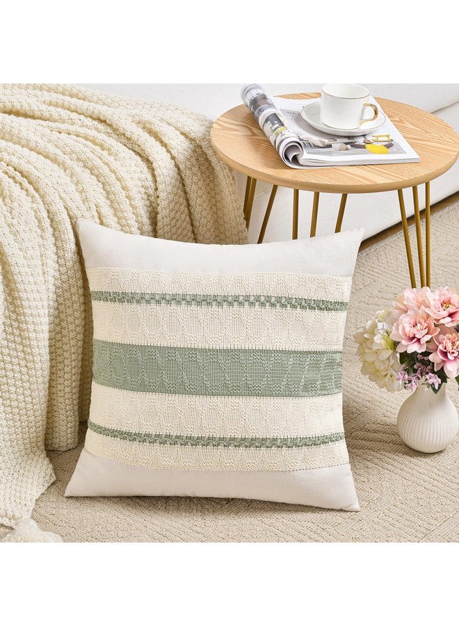 Fancy Homi Fancy Homi Set of 2 Sage Green Boho Decorative Throw Pillow Covers 18x18 Inch for Living Room Bedroom Couch Bed Sofa Chair, Rustic Retro Cushion Case 45x45 cm, Bohemian Room Home Decor - Image 2