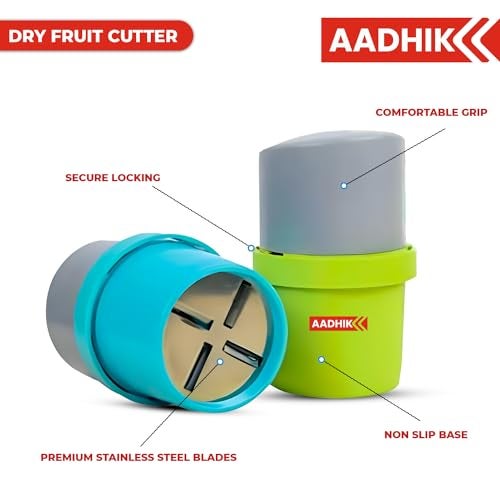 AADHIK Dry Fruit Cutter, Slicer, Grinder, Chocolate, Nut Cutter and Butter Slicer with 3 in 1 Blade for Almonds, Cashews - Image 2