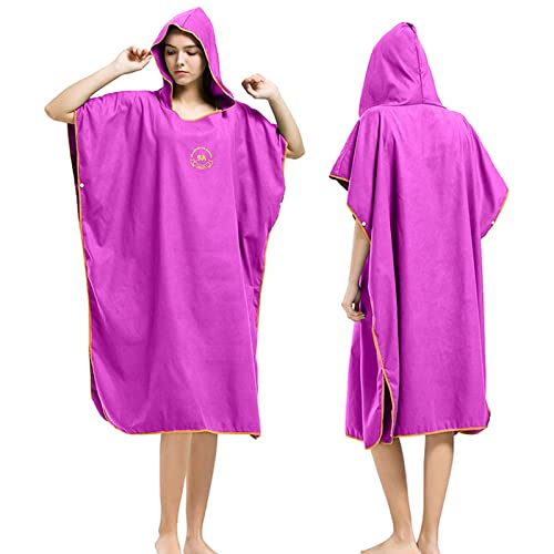 Hiturbo Microfiber Surf Poncho, Wetsuit Changing Bath Robe, Quick Dry Pool Swim Beach Towel with Hood (Rose Pink) - Image 1