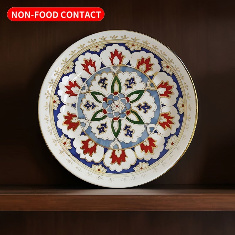صحن زخرفي تقليدي ملون برقص التنين، من المدينة المحرمة، قطره 20 سم، غير ملامس للأغذية، فنيّة جدارية عصرية. - Image 2